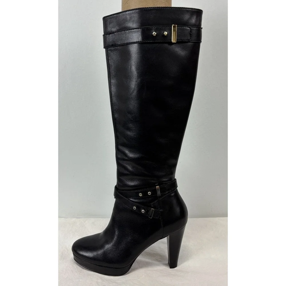 Cole Haan Air Cara Leather Heel Boots Women's 6.5 B Knee High Studded